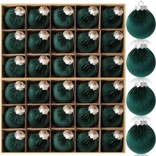 30Pcs Green Velvet Christmas Balls, 2.36 Inch Velvet Ornaments for Christmas ...