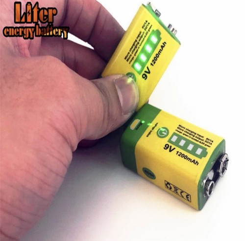 9V Rechargeable Battery 1200mAh USB Portable Micro USB Battery - Picture 2 of 4