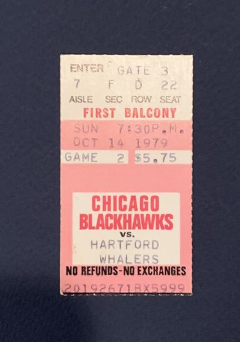 1979 Gordie Howe Ticket Stub Career Goal #787 HOF Hartford Whalers Chicago 10/14 - Picture 1 of 2