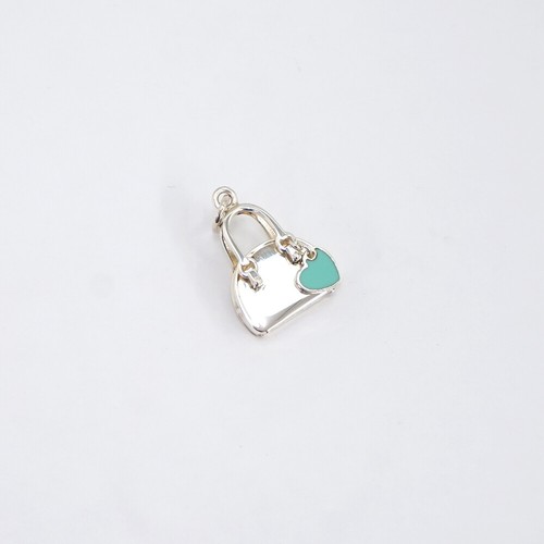 Tiffany & Co. Bag Motif Blue Enamel Heart Pendant Top Charm Silver 925 Auth - Picture 2 of 7