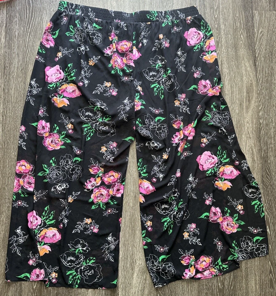 Torrid брюки размер 4/4 X цветочный широкий тюльпан ноги разделить ноги чистый шифоновое тянуть на новый - Изображение 3 из 4