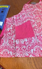 LOT OF 2 Design Imports DII PINK DAMASK FLOWERS Kitchen Apron  NEW with Tags