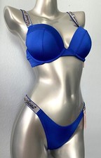 Victoria's Secret Swim Bikini Set Push Up Top  Bottom Logo Shine Strap 34C / M