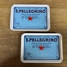 (2)Vintage San Pellegrino Tip Tray Crippa MILANO Italy Water Advertising 80s