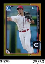 1-2015 BOWMAN CHROME DRAFT GOLD REFRACTOR BLAKE TRAHAN REDS 25/50