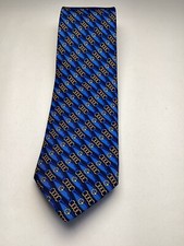 Brook Brothers Makers Blue/Chain Link 100% Silk Made In USA 58”