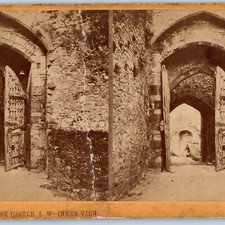 c1880s Carisbrooke Castle Isle of Wight UK Stereo Photo Rice & Thompson Card V24