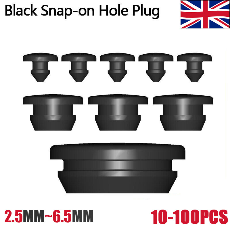 Black Snap-on Silicone Rubber Blanking End Caps Tube Inserts Plug Bung 5mm-20mm