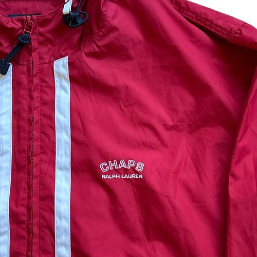 NEW Vintage Chaps Ralph Lauren Windbreaker Jacket Mens Sz Large XL Red Hooded - Picture 3 of 8