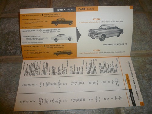 Ford 1954 folleto de comparación de bolsillo del personal de ventas - original vintage - Imagen 4 de 8
