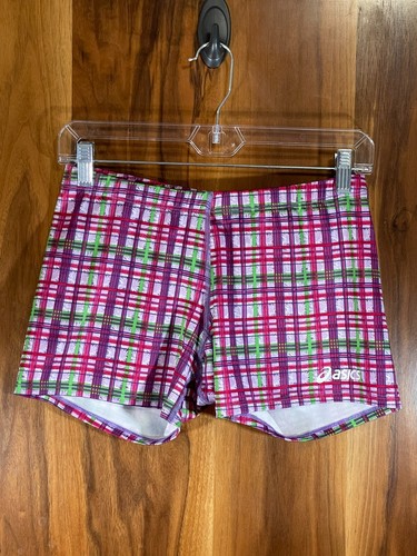 Asics Juniors Volleyball Exercise Fitness Vale Tudo Shorts Plaid Pink Forest M - Picture 1 of 22