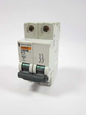 New Merlin Gerin 25857 C60HB B16 2 Pole 16A Circuit Breaker Multi 9 