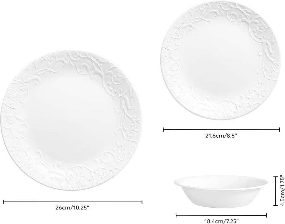 Corelle Embossed Bella Faenza 18 piece Dinnerware Set Service for 6 NEW - Image 3 of 4