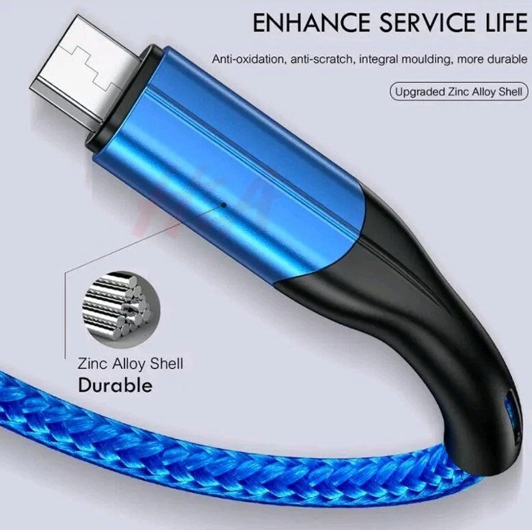 Micro USB Fast Charger and Data Sync Cable Braided for Samsung Android 6FT! RED! - Image 4 of 4