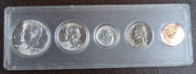 1964 US Mint Uncirculated Set 90% Silver Whitman Plastic Holder 5