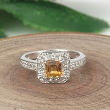 Girls Engagement Solitaire Citrine Ring 925 Sterling Silver Gemstone Ring