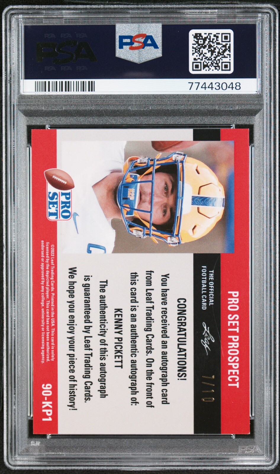 2022 Leaf Pro Set Metal 1990 Prismatic Kenny Pickett Rookie Auto /10