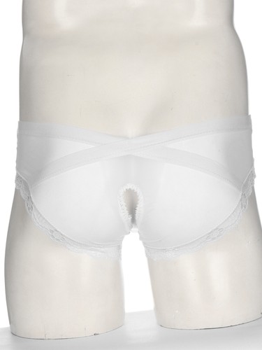 UK Mens Sissy See-Through Mesh Underwear Crotchless Low Rise Lace Trim Briefs - Picture 11 of 115