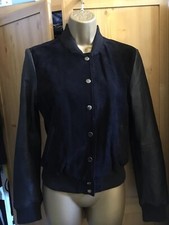 New Miss Selfridge Black Suede And Leather Jacket Uk Size 8-10