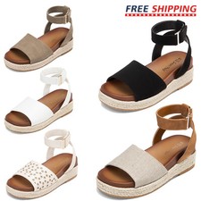 Girls Platform Wedge Sandal Ankle Strap Espadrille Summer Vacation Beach Sandals