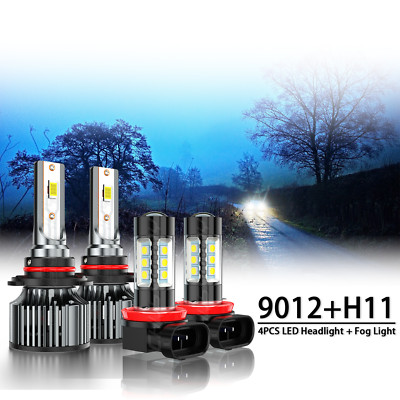 For Dodge Challenger 2015-2021 LED Headlight Bulbs Hi/Lo Beam+Fog Light Kit 4Pcs