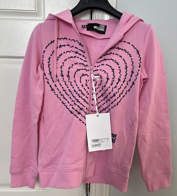 MOSCHINO WOMEN LOVE MOSCHINO PINK HOODIE SWEATSHIRT Size 2 (38