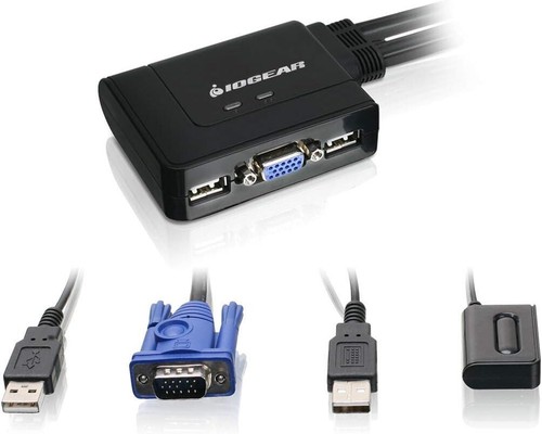 IOGEAR GCS22U 2-Port USB Cabled KVM Switch, 2048 x 1536 - Remote Button Switch