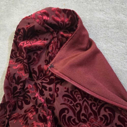David Bridal Velvet Dress 16 Burgundy Burn Out Special Occasion Holiday Bodycon - Picture 9 of 14