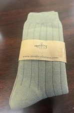 NWT Monkey Feet Brand Girls Toddler Sz M Knee High Socks Green New With Tags