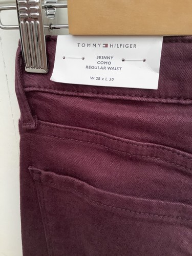 BNWT TOMMY HILFIGER SKINNY COMO DEEP BURGUNDY STRETCH JEANS W24/ L28 U.K. 4-6 - Picture 6 of 9
