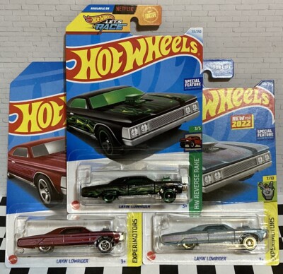 Hot Wheels Layin  Lowrider Green Flames, Red, Blue Reserve Rake, Lot 3