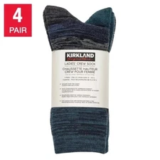 Kirkland Signature Ladies Merino Wool blend crew sock size 6-10 1/2 4 pair - NWT