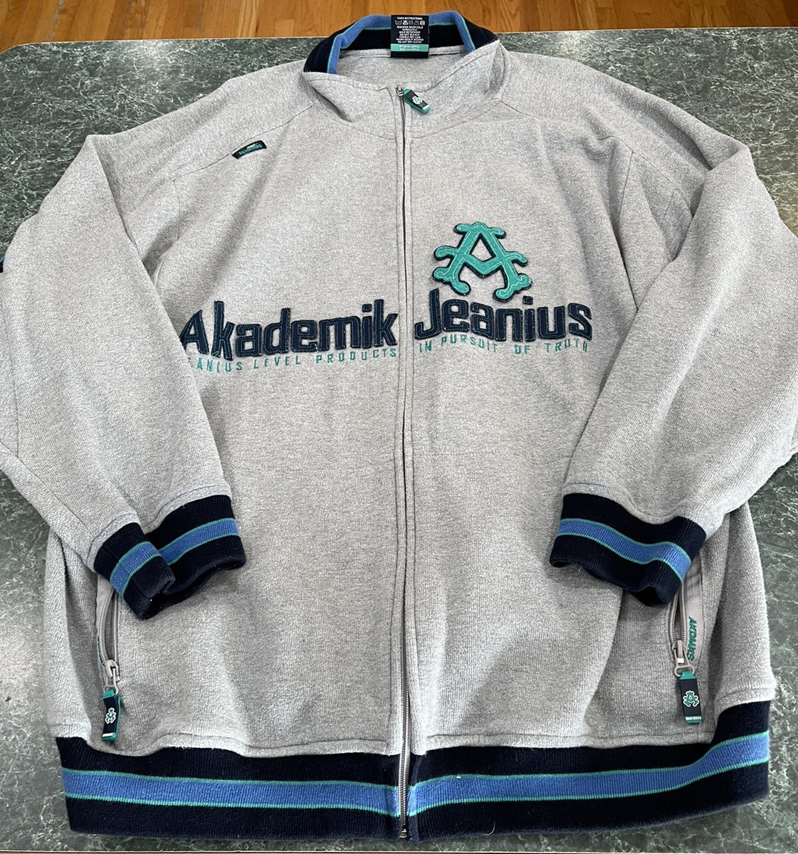 Akademiks Jeanius Stadium Division Full Zip Gray Sweatshirt