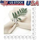Pack of 16 Napkin Rings Silver, Metal Napkin Buckles, Leaves Napkin Holder