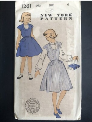 Vintage 1950s NEW YORK Sewing Pattern #1261 Child Dresses Size 6 | eBay