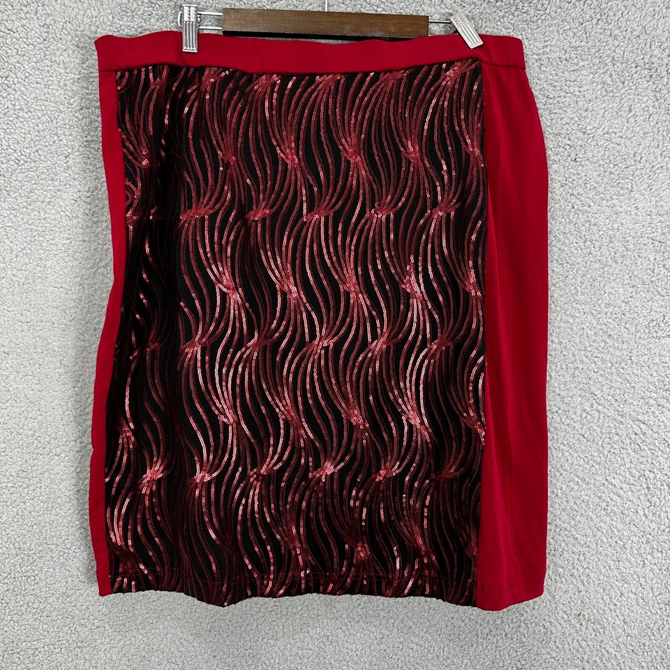 Saia de festa Bob Mackie Wearable Art XL lantejoulas vermelhas cintilante malha declaração glam - Imagem 4 de 4