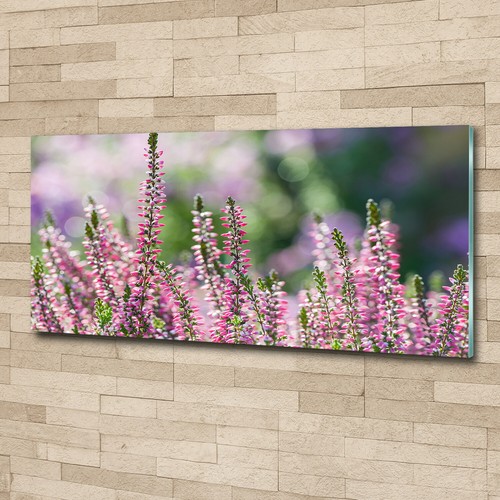 Tulup Tableau murale Impression sous verre 125x50 Lac Fleurs