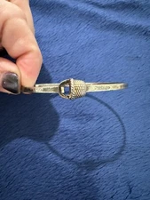 Brown County Baskets Sterling 925 Hook Bangle Bracelet, 7” Long, 11g