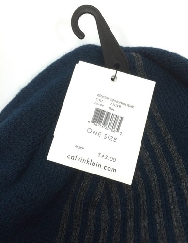 Sombrero Calvin Klein Gorro Calavera Tejido Azul Invierno Para Hombres Reversible Talla Única It/212 - Imagen 4 de 4