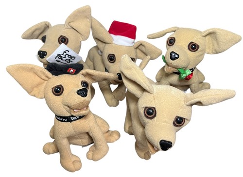 Taco Bell Chihuahua Dog 6” Plush Lot of 5 Yo Quiero Viva Gorditas Sound Works