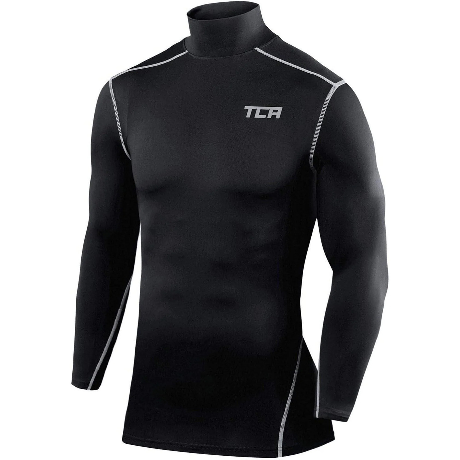 TCA Pro Performance Mock Herren Kompression Top Schwarz Langarm Laufen Laufen