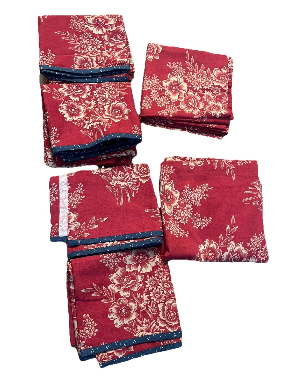 1 pair CHAPS Ralph Lauren TELLURIDE Toile Curtains Red Floral with 4 valance