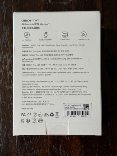 OBSBOT Tiny AI-Powered PTZ Webcam - Afbeelding 3 van 5