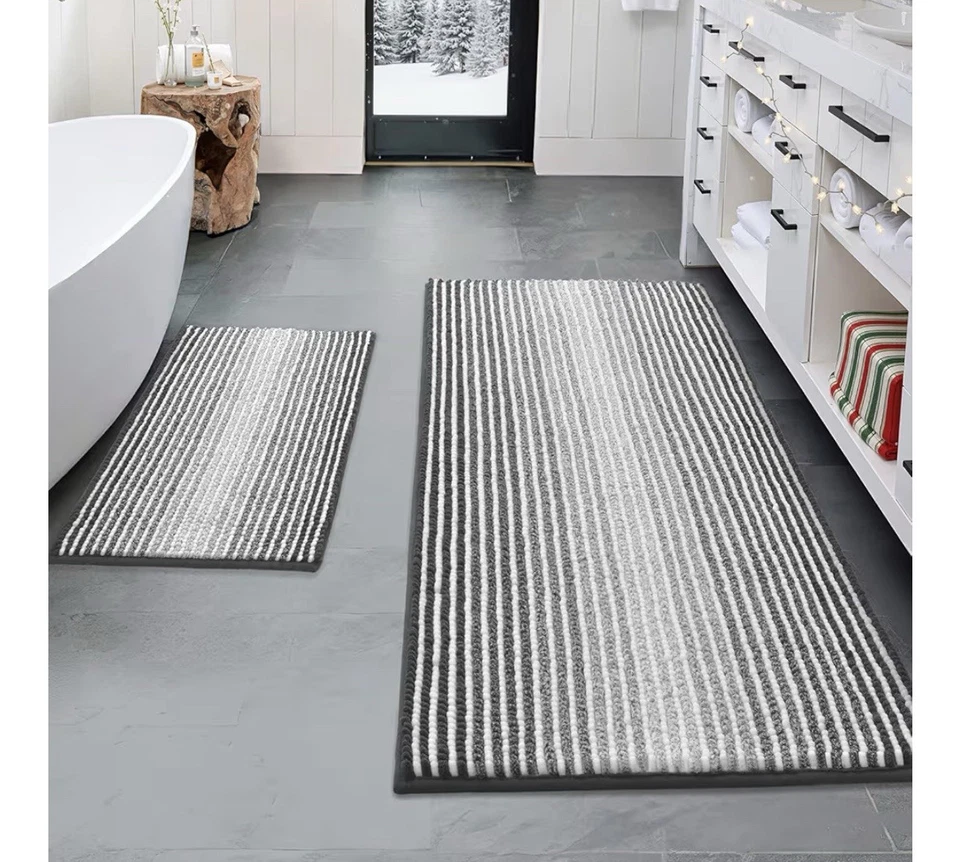 BSICPRO Badvorleger und Matten Sets, 2 Stück Dicke Saugfähige Chenille Badematte R