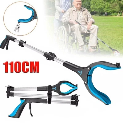 MARKENLOS Greifzange Müllzange Greifhilfe Greifarm Müll Greifer Abfall Zange Blau 110cm DE