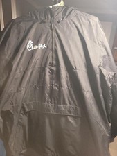 EUC Chick-fil-A Windbreaker Pullover Jacket Black 2XL HOODED Long Sleeve