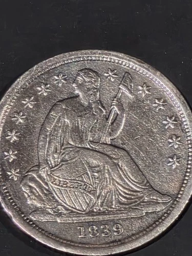 1839 SEATED LIBERTY DIME IN RARE AU CONDITION