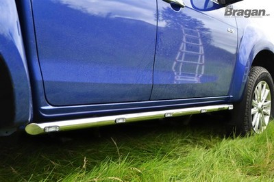 Seitenleisten konische Enden + weiße LEDs passend für Mitsubishi L200 Triton 2005 - 2012