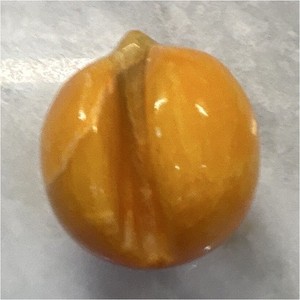 Alabaster decorative peach fruit figurine orange yellow green 3in kitchen decor