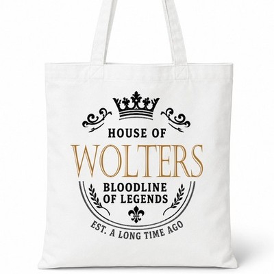 WOLTERS House Of Family Beuteltasche Nachname weiß Baumwolle Geschenk